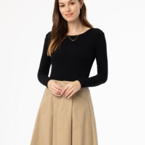 Black Basic Wider Neck Ribbed Tee - Image 1