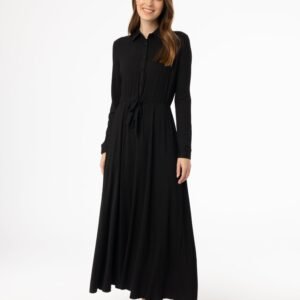 Black Button Maxi Dress - Image 1