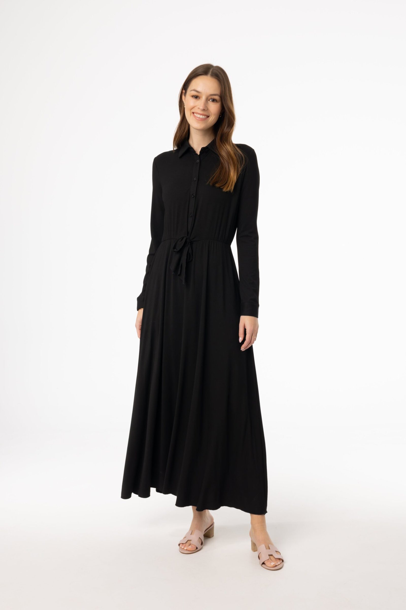 Black Button Maxi Dress - Image 1