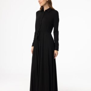Black Button Maxi Dress - Image 2