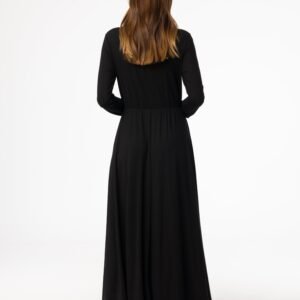 Black Button Maxi Dress - Image 3