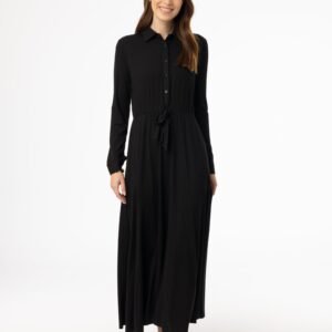 Black Button Maxi Dress - Image 4