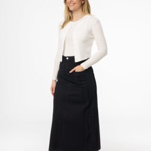 Black French Seam Denim Skirt - Image 2