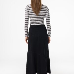 Black Fringe Tiered Denim Skirt - Image 3