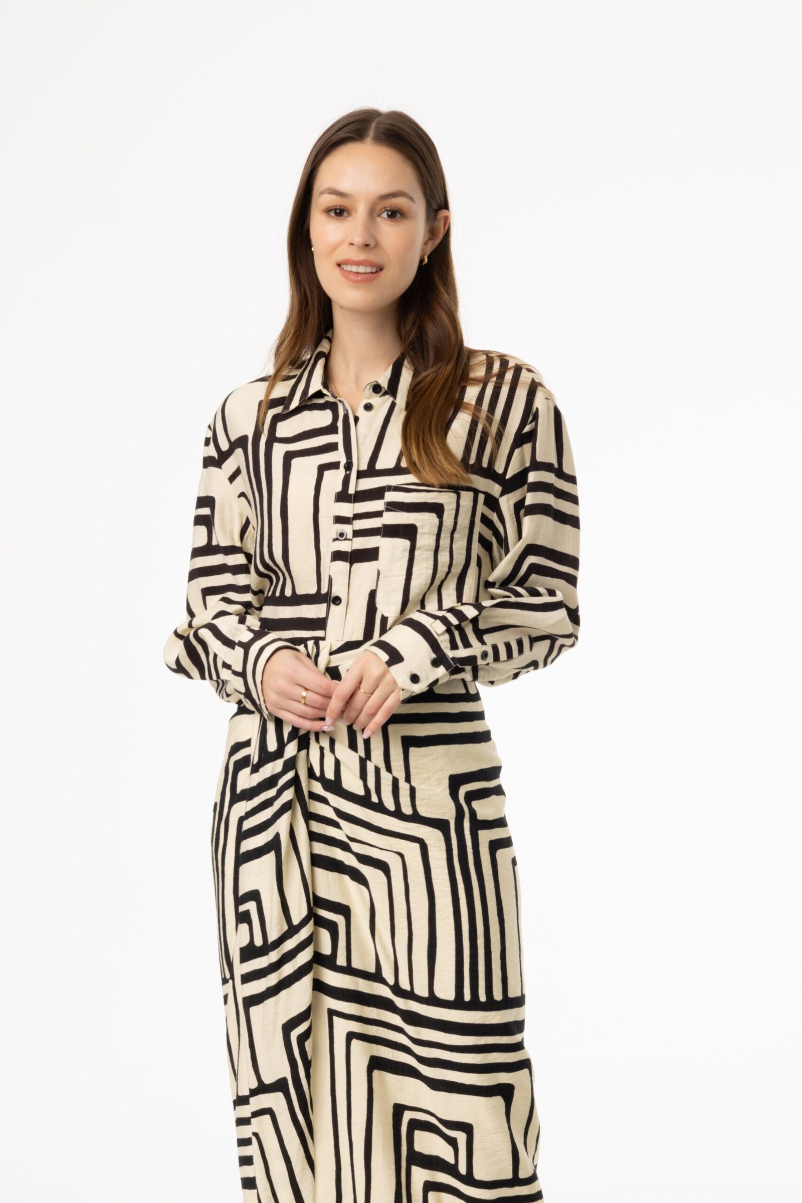 Black Geometric Blouse - Image 1