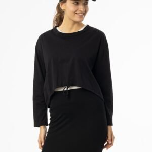 Black High Low Drawstring Tee - Image 4
