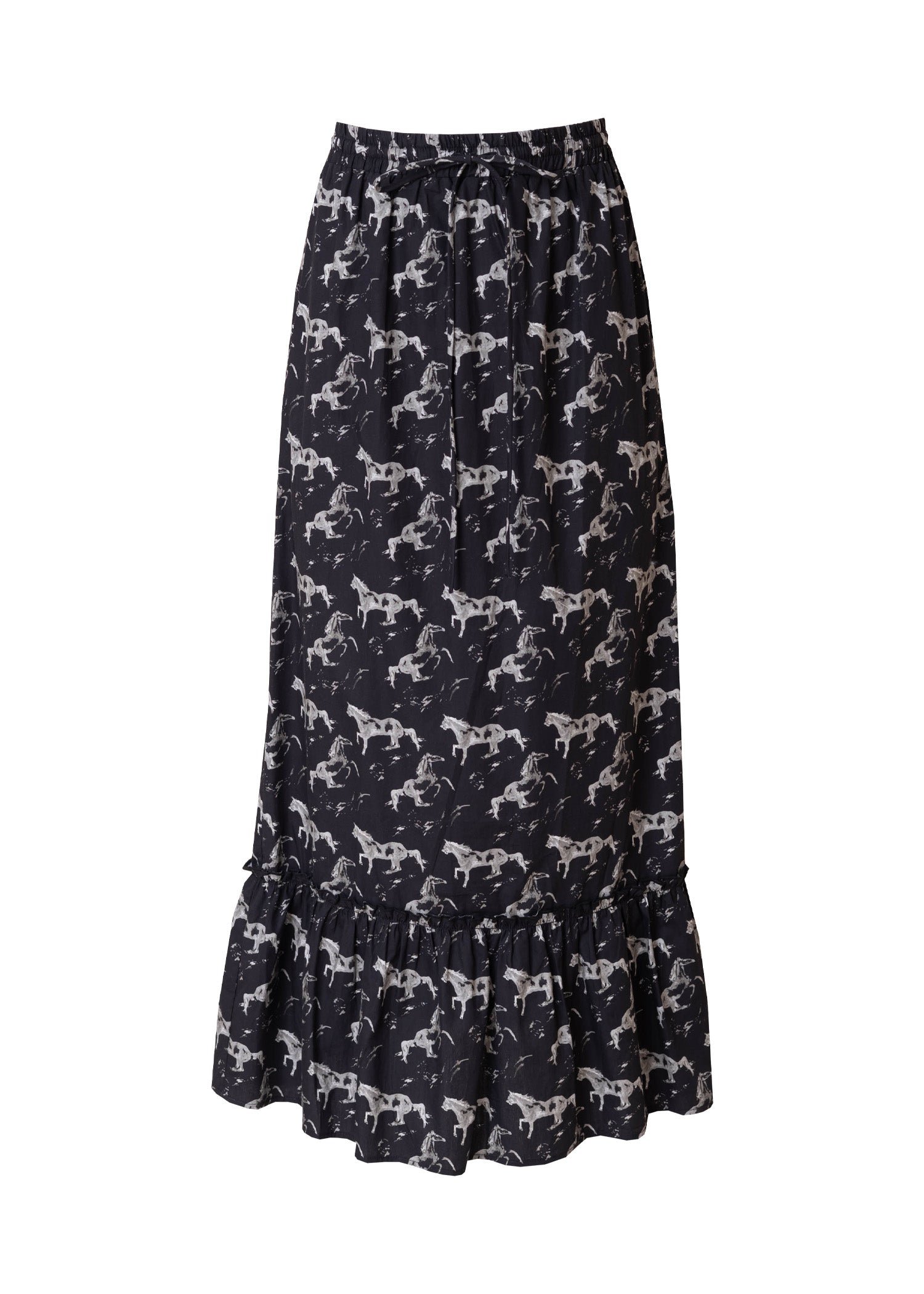 Black Horse Print Drawstring Skirt - Image 2