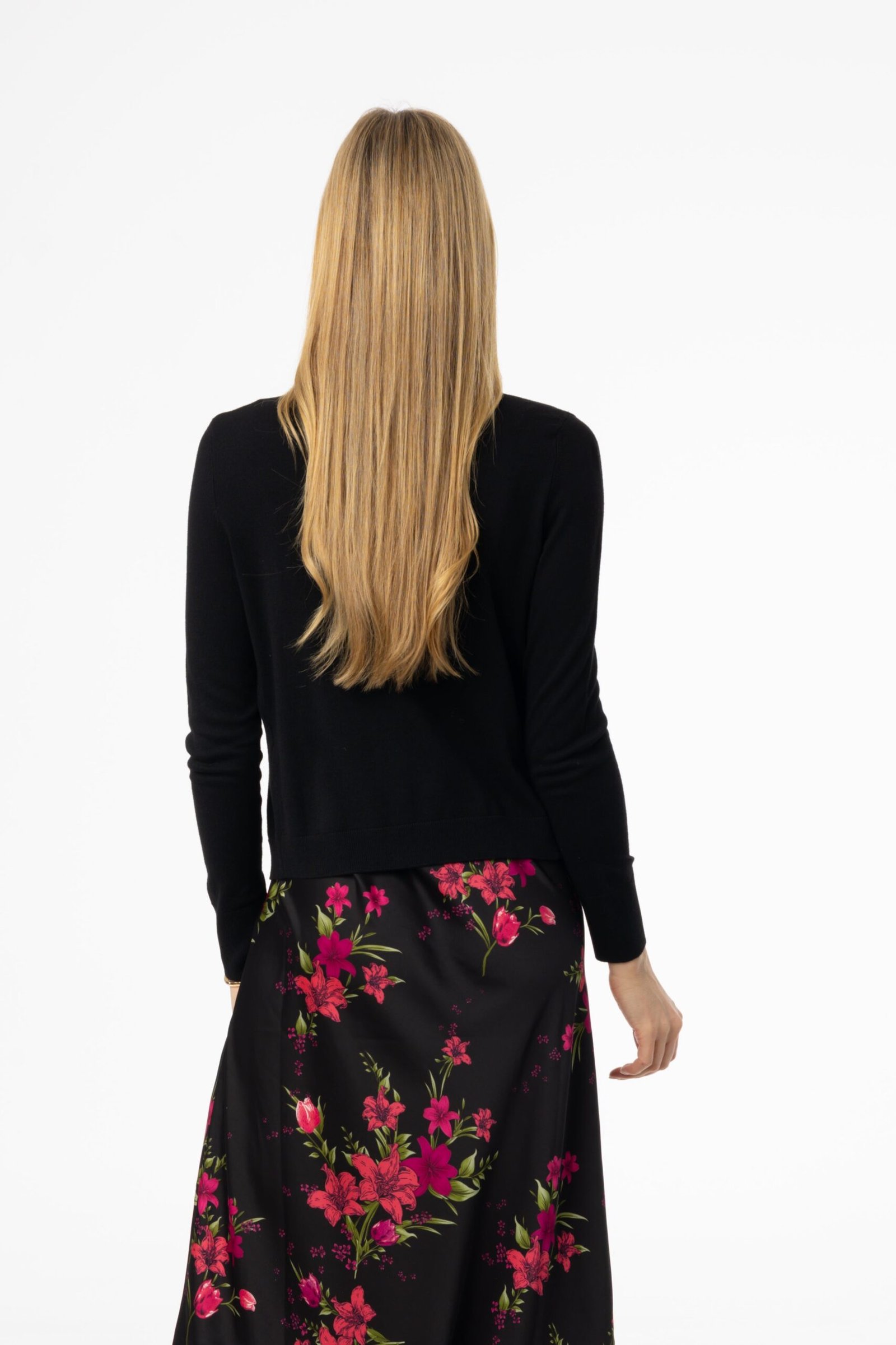 Black Button Knit Cardigan - Image 3