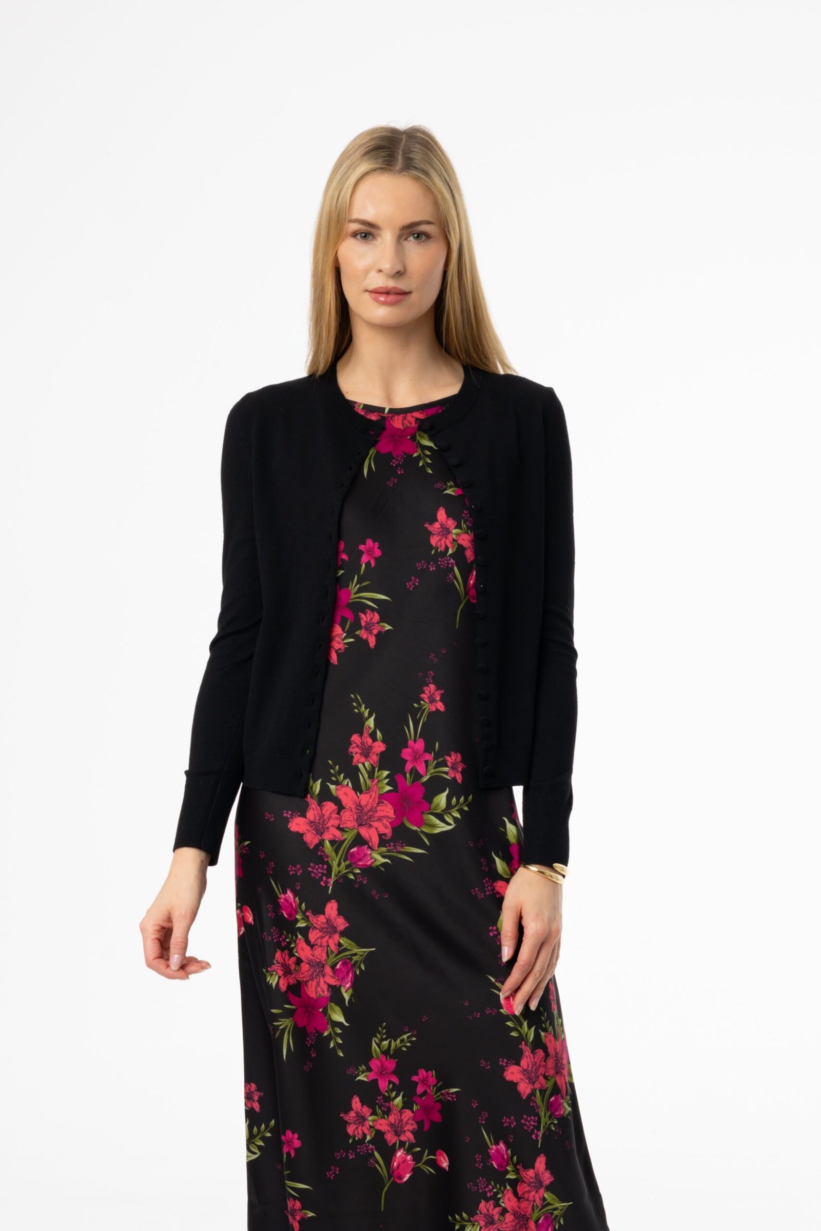 Black Button Knit Cardigan - Image 1