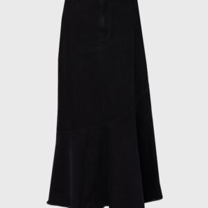 Black Fringe Tiered Denim Skirt - Image 5