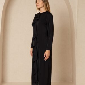 Black Front Ruffle Silk Maxi - Image 2