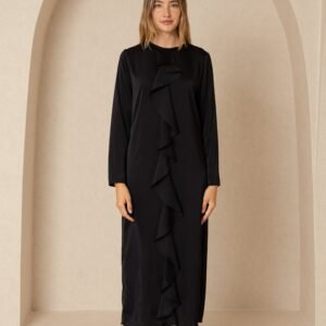 Black Front Ruffle Silk Maxi - Image 4